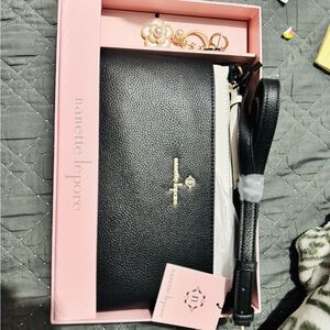 Nanette Lepore Black and Gold Wristlet